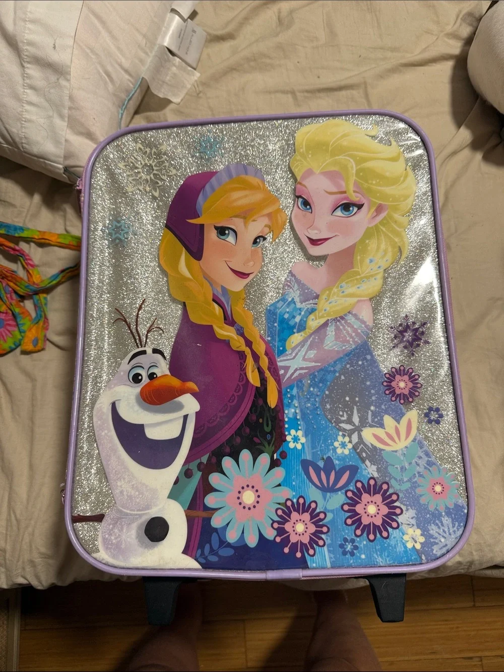 Disney Frozen Rolling Suitcase in Purple, Blue, Silver and Yellow